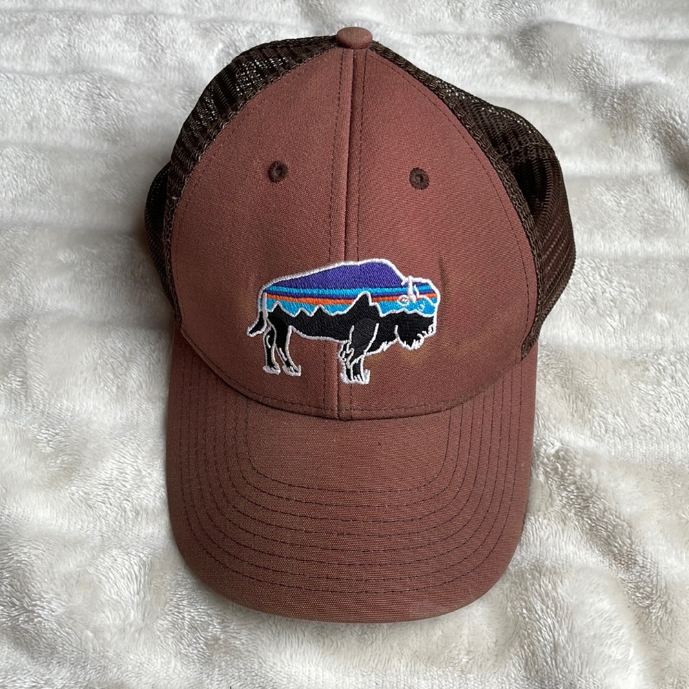 Patagonia "Fitz Roy Bison" Mid Crown Trucker Hat Cap - Buffalo Brown